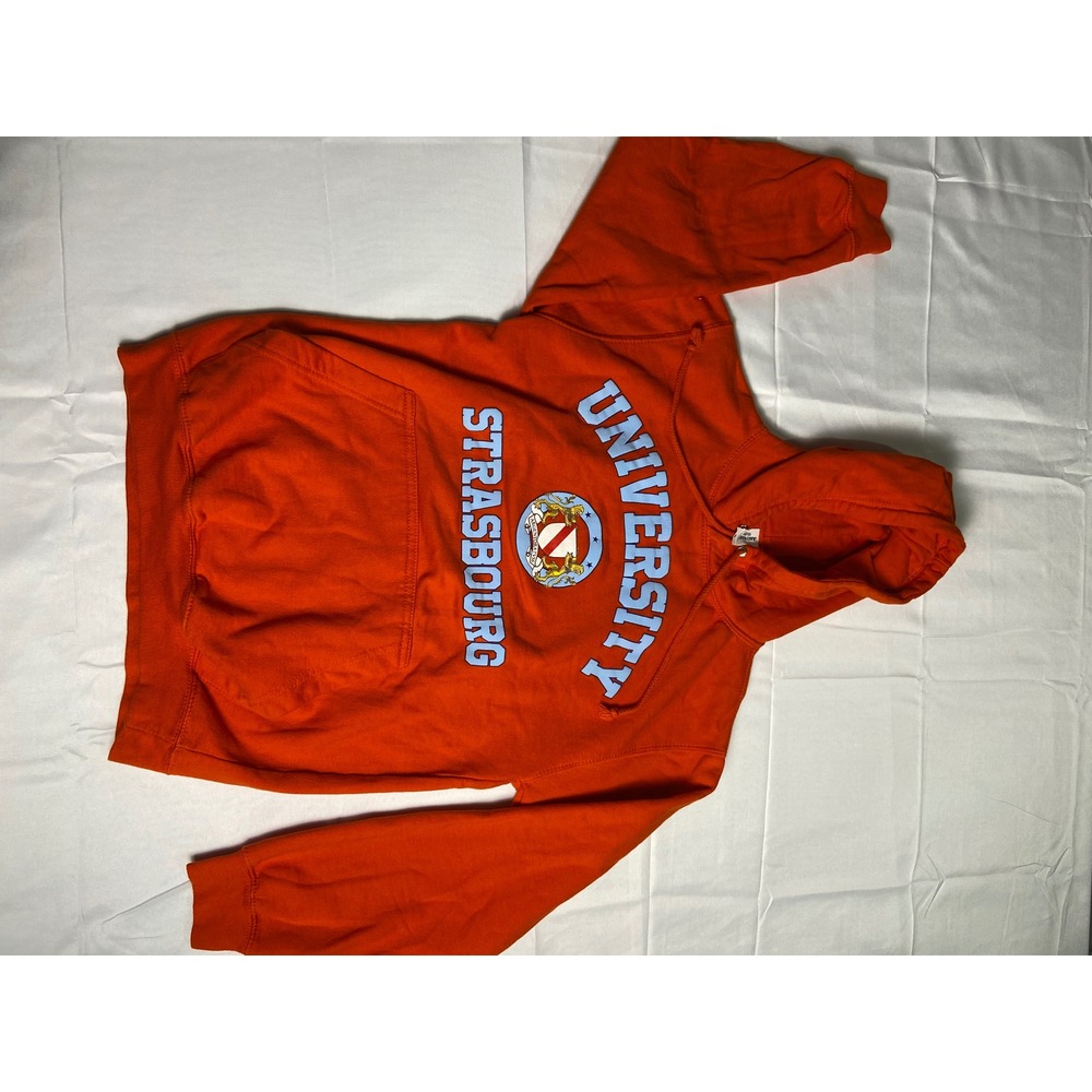 University Strasbourg Orange Hoodie Pullover Sweatshirt Size S